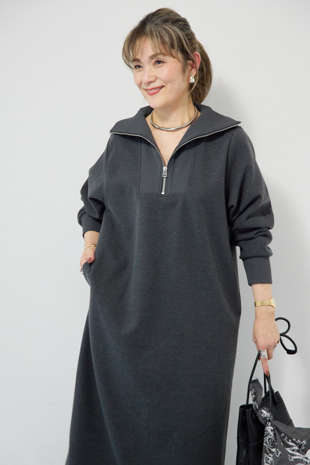 圧縮起毛ステンニットワンピース