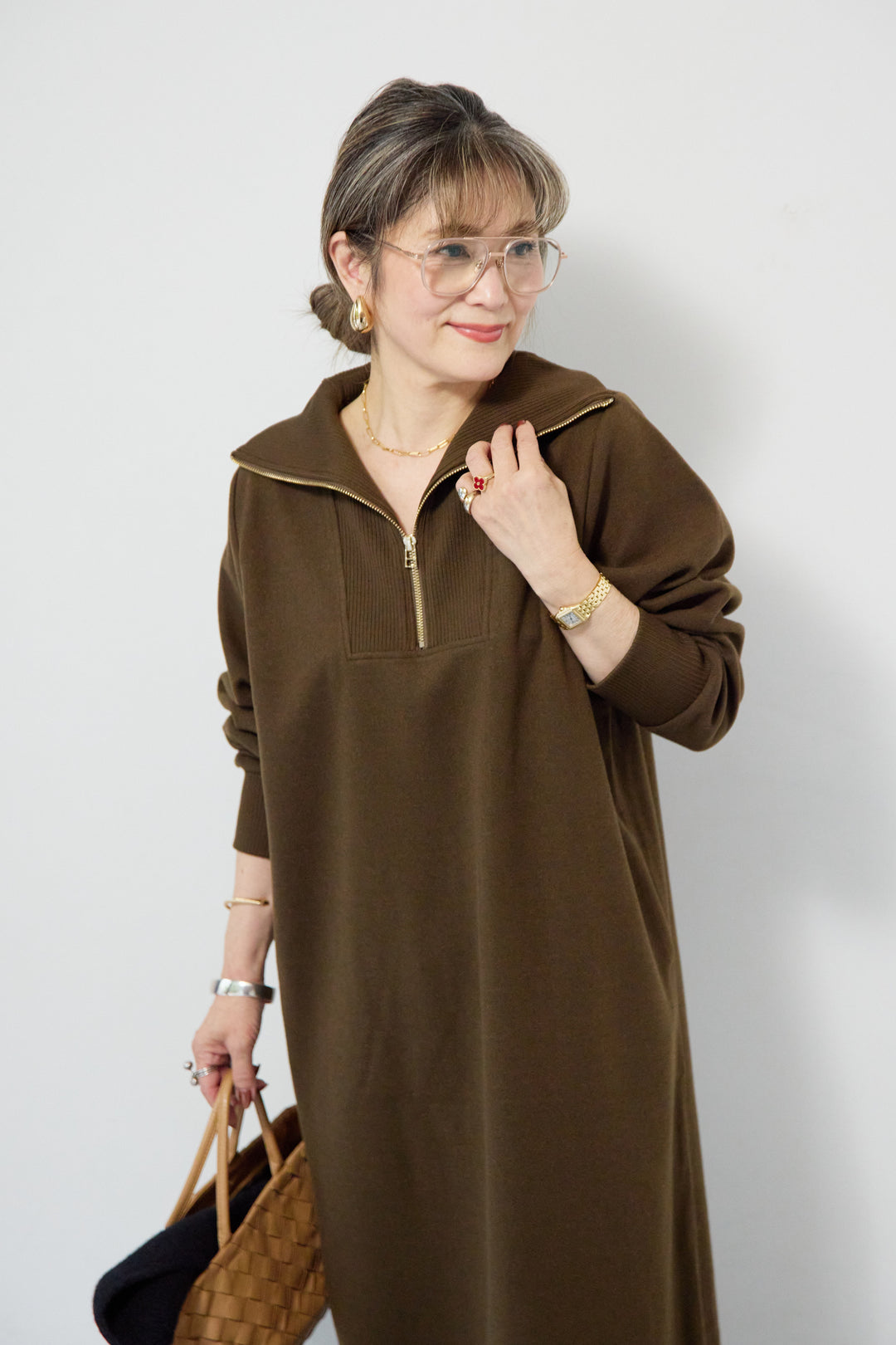 圧縮起毛ステンニットワンピース