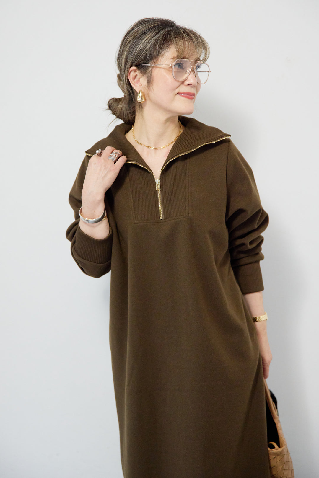 圧縮起毛ステンニットワンピース