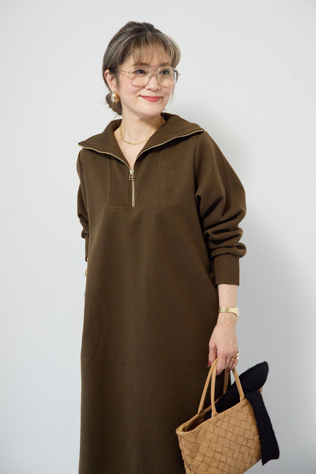 圧縮起毛ステンニットワンピース