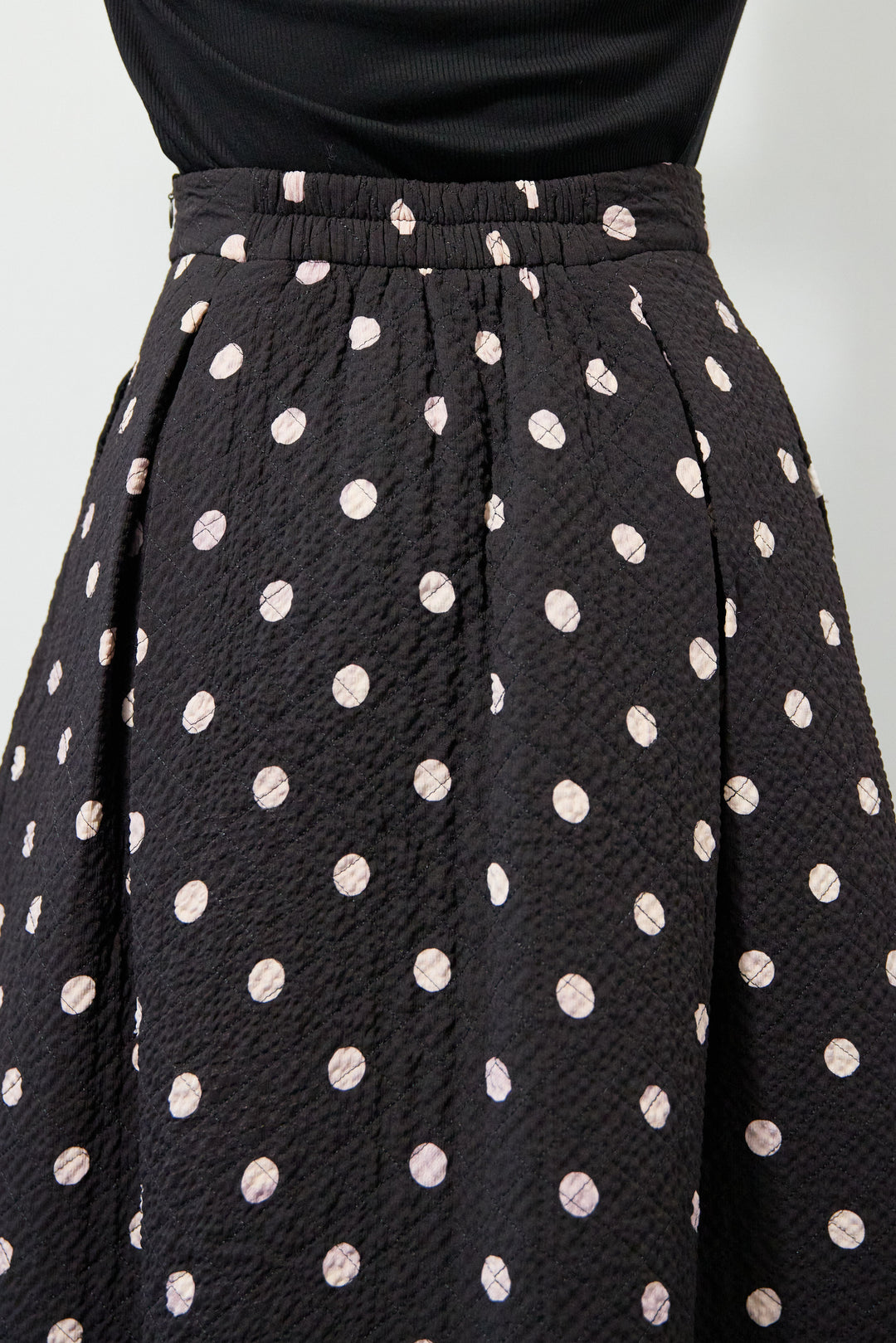 ドット柄 フレアロングスカート