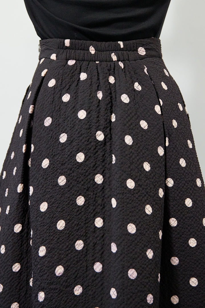 ドット柄 フレアロングスカート