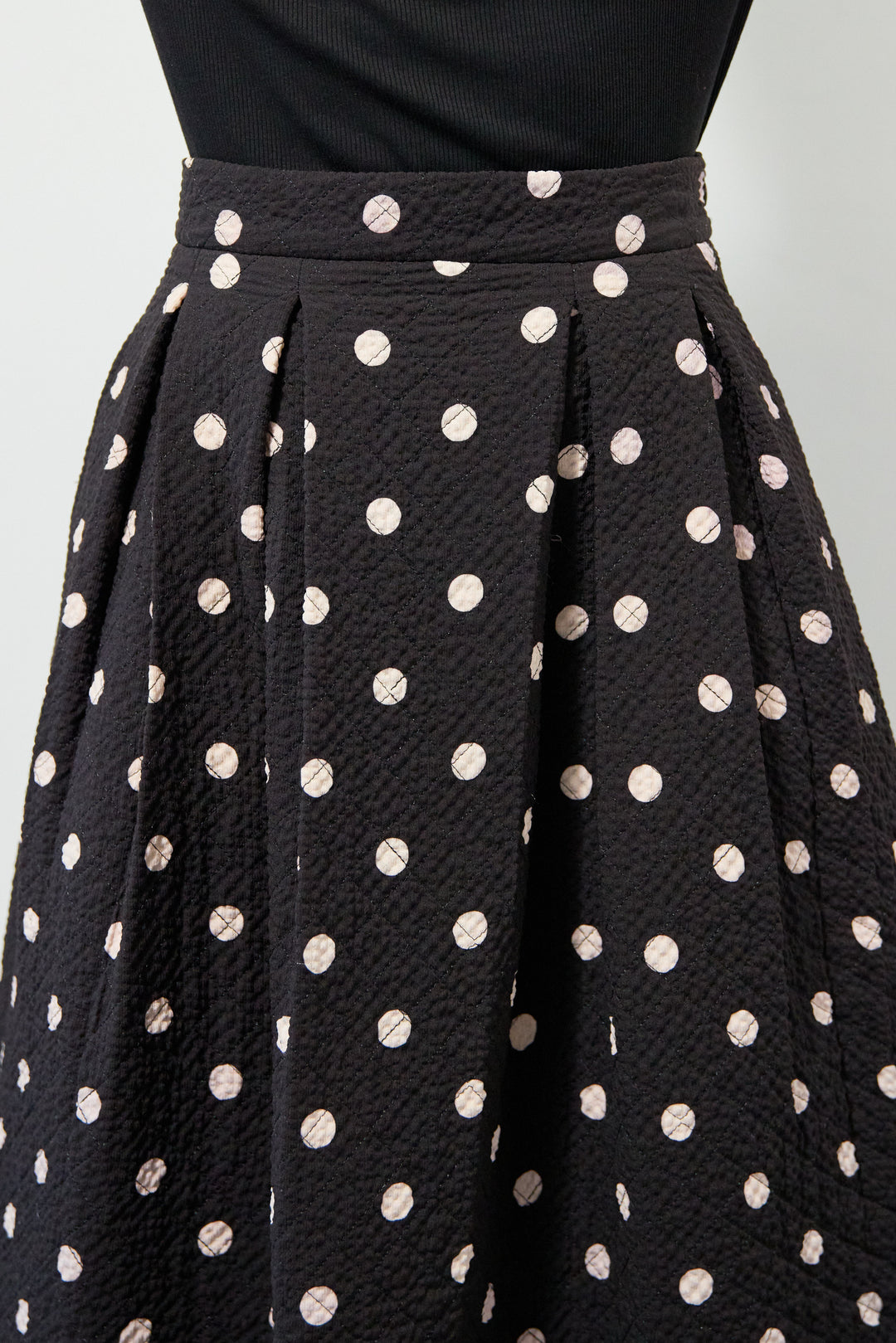 ドット柄 フレアロングスカート