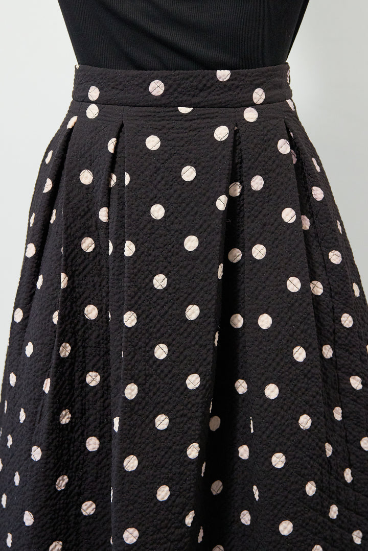 ドット柄 フレアロングスカート