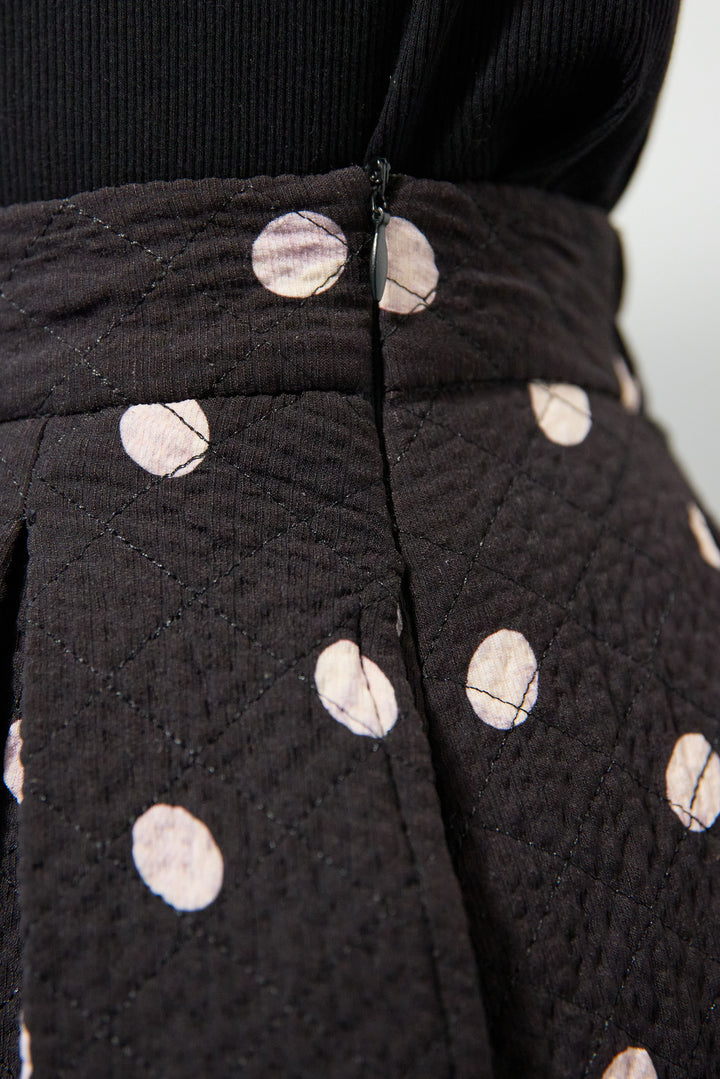 ドット柄 フレアロングスカート