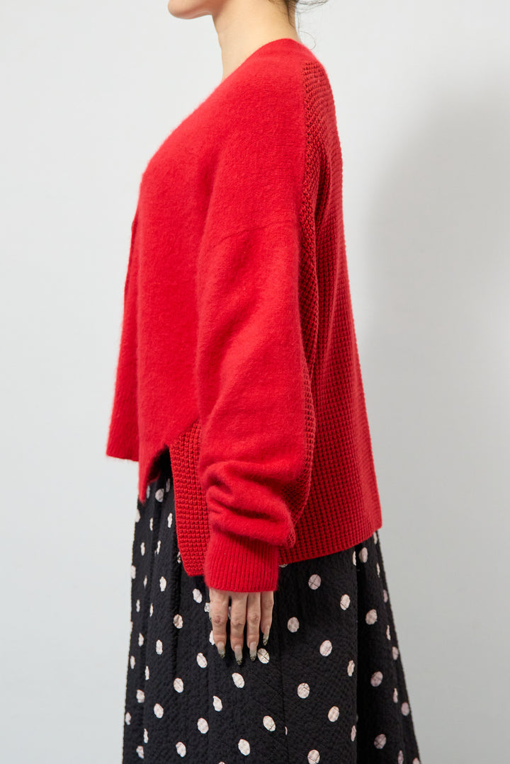 ラクーン混×毛混 切替カーディガン