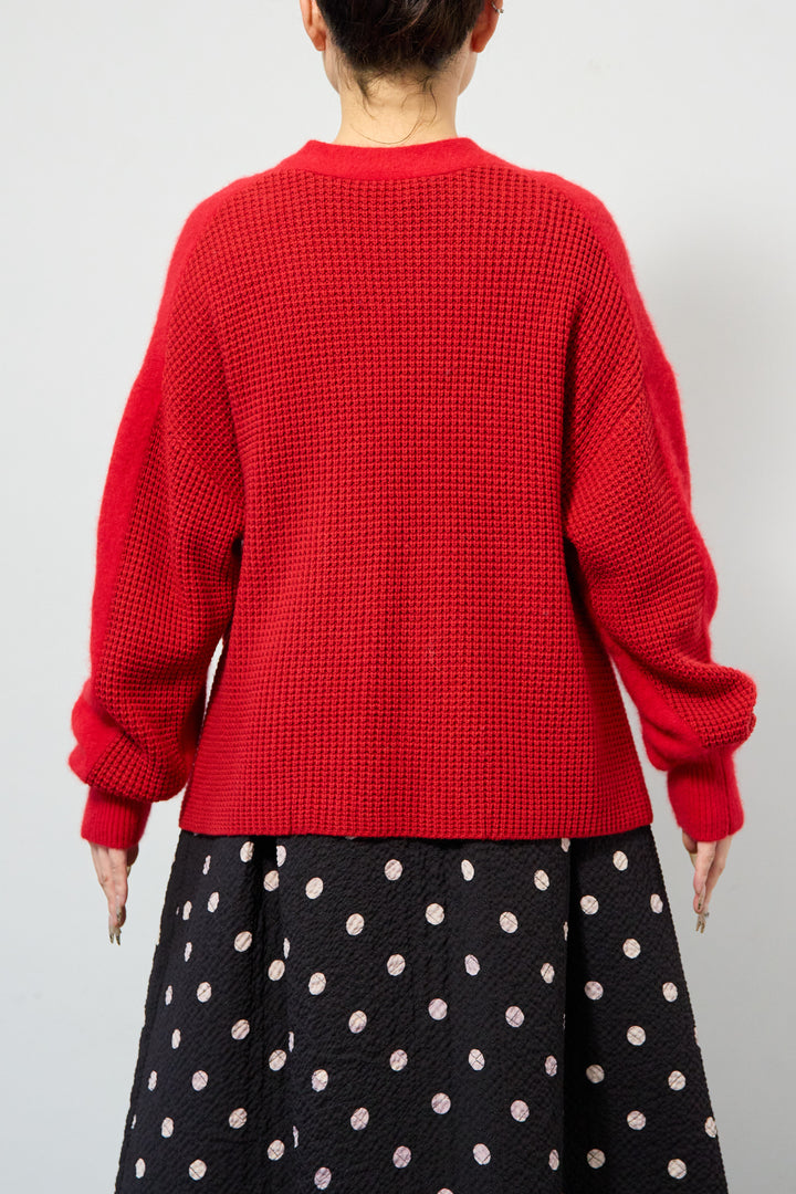 ラクーン混×毛混 切替カーディガン