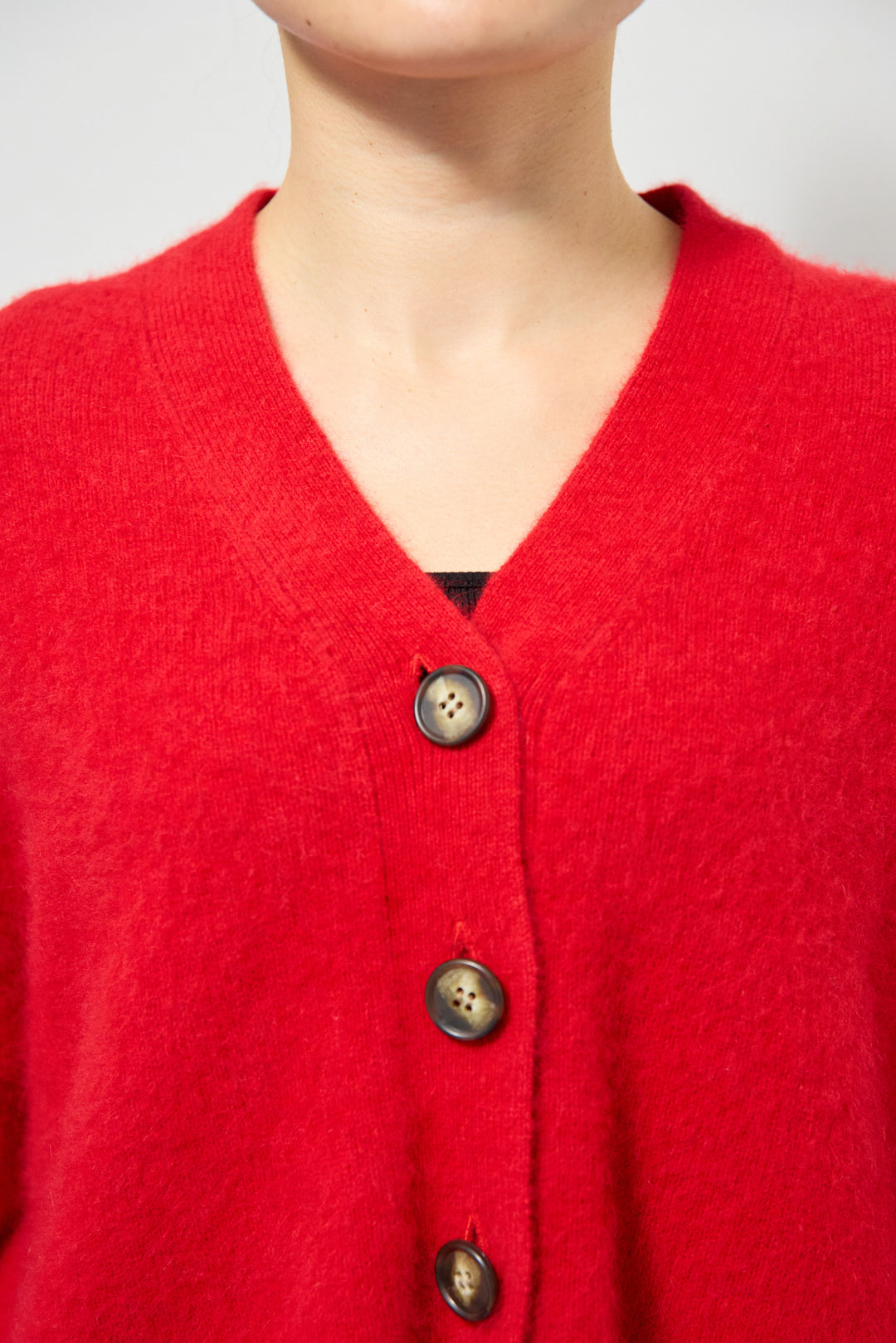 ラクーン混×毛混 切替カーディガン