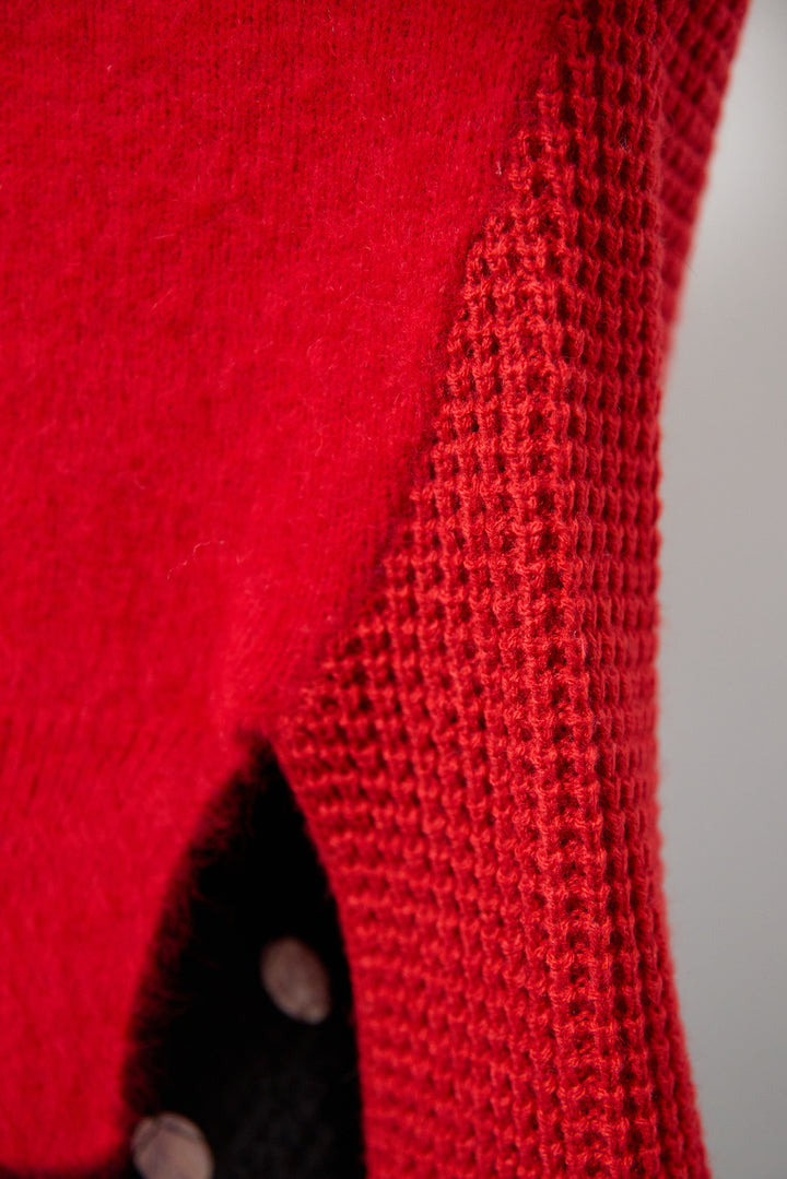 ラクーン混×毛混 切替カーディガン