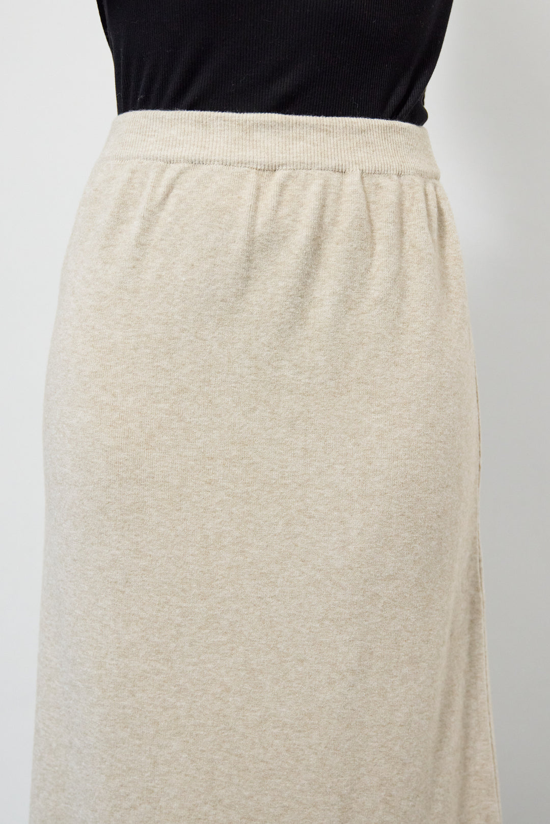 [SET]ロングミックスファーベスト+ニットアップ アシンメトリープルオーバー＆ロングスカート(2set)