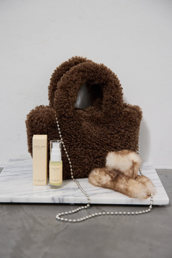 [SET]【美容液】HARI CHARGE SERUM+もこもこ ボア ミニトートバッグ+フェイクファーヘアクリップ(3set)