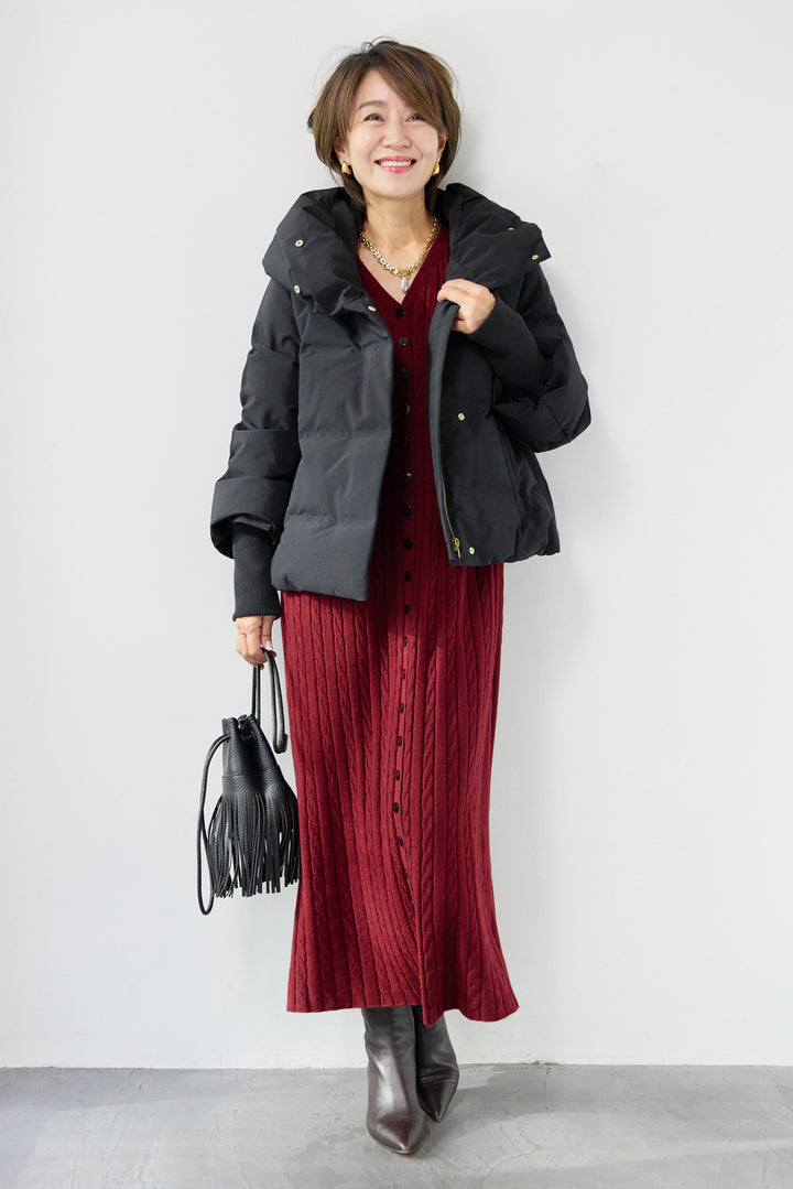 ケーブルニットワンピース