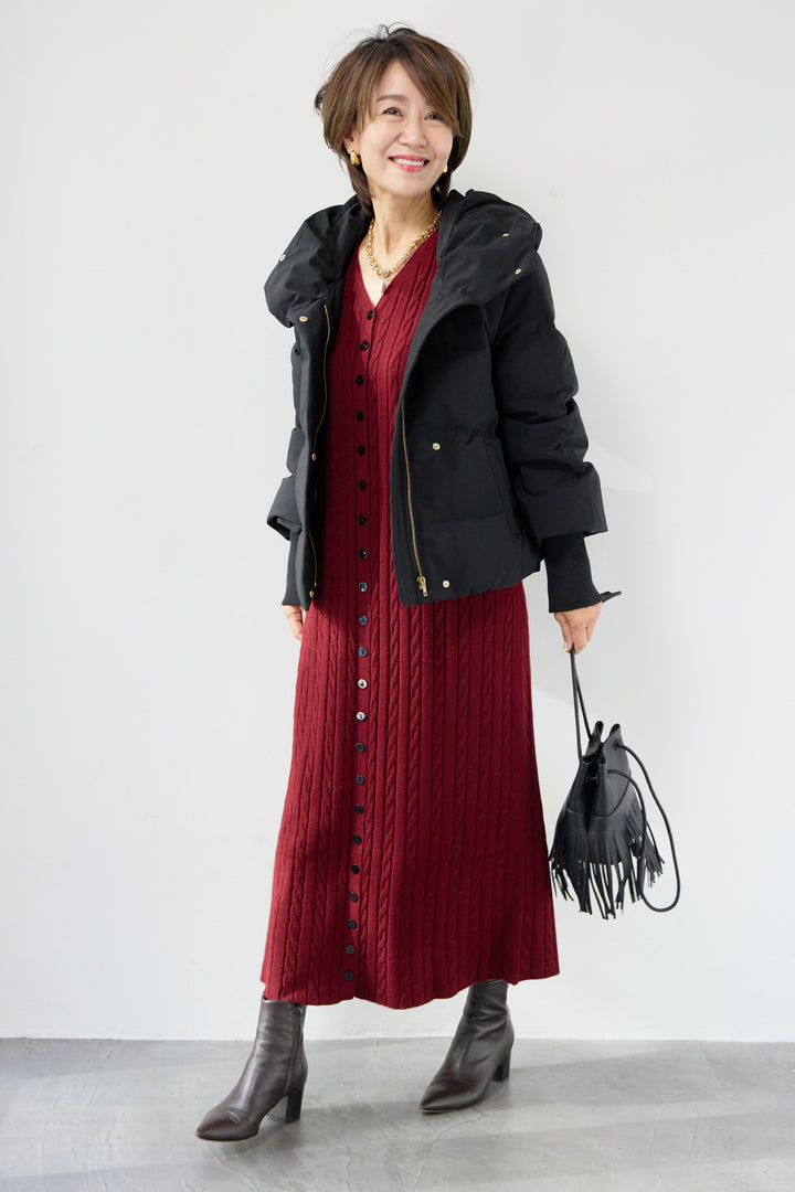 ケーブルニットワンピース