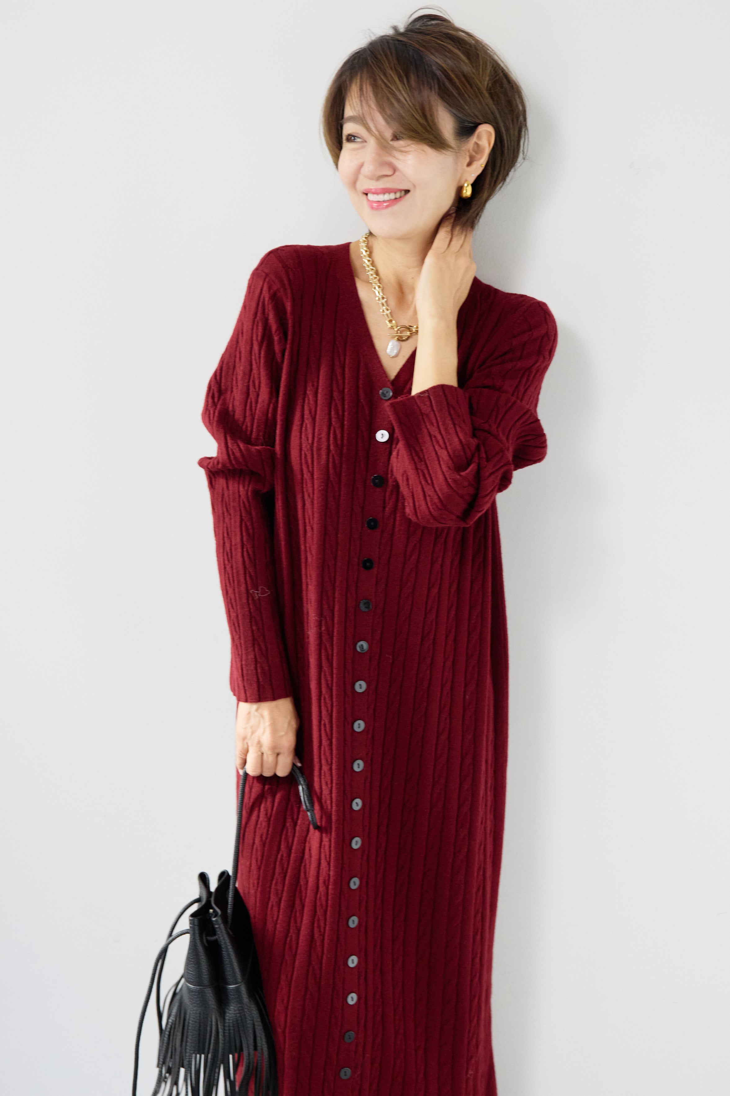 pearlygates　グラデーション ニットワンピース ケーブルニットワンピース – plusotoha