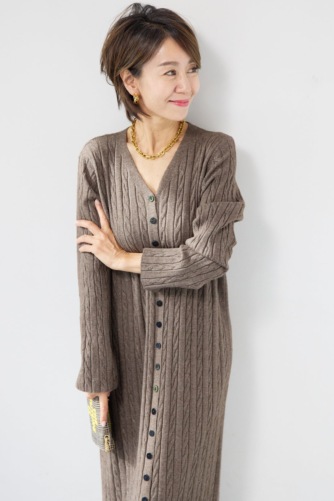 ケーブルニットワンピース