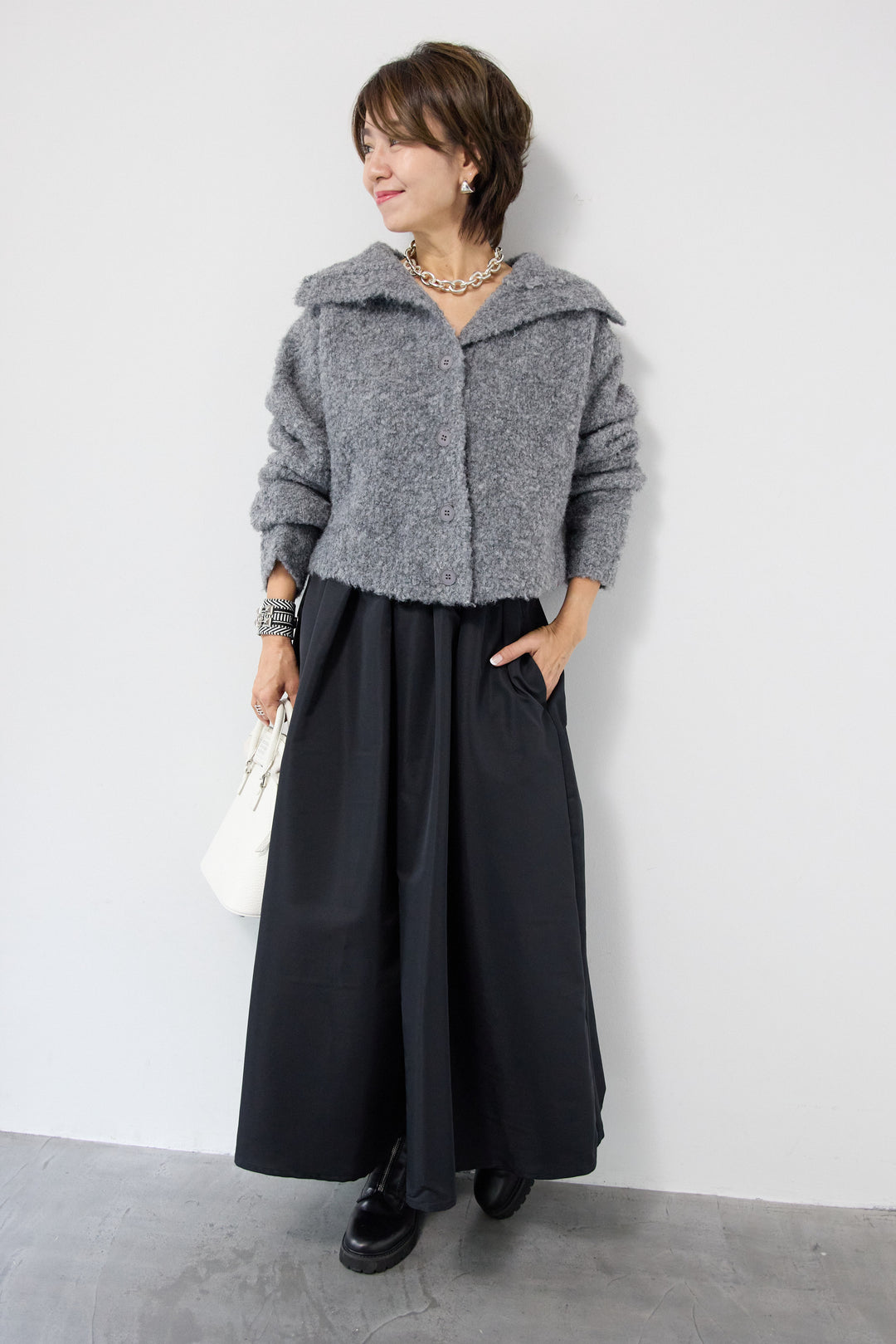 【ジャパンメイド】ライトグログランボリュームスカート