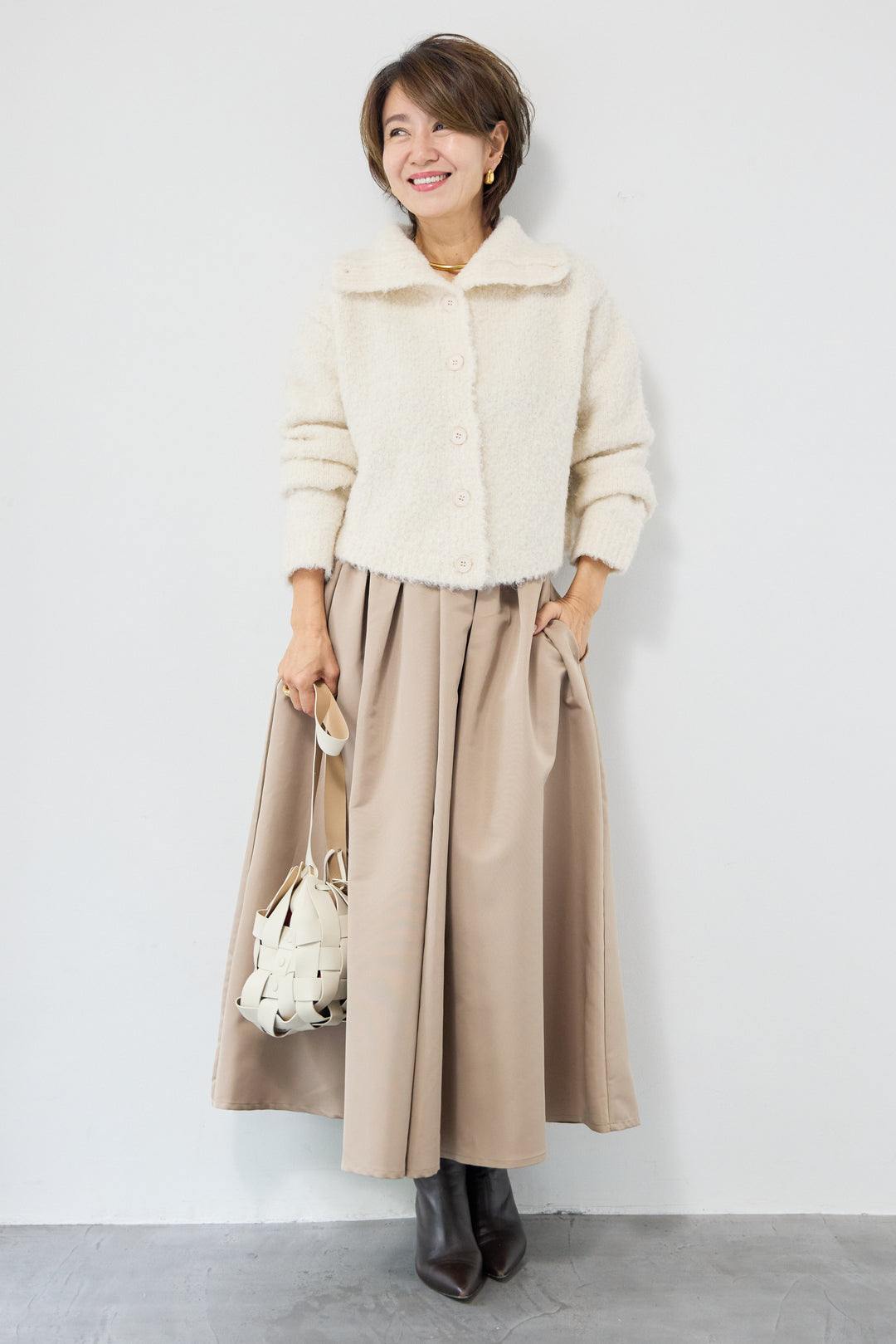 【ジャパンメイド】ライトグログランボリュームスカート