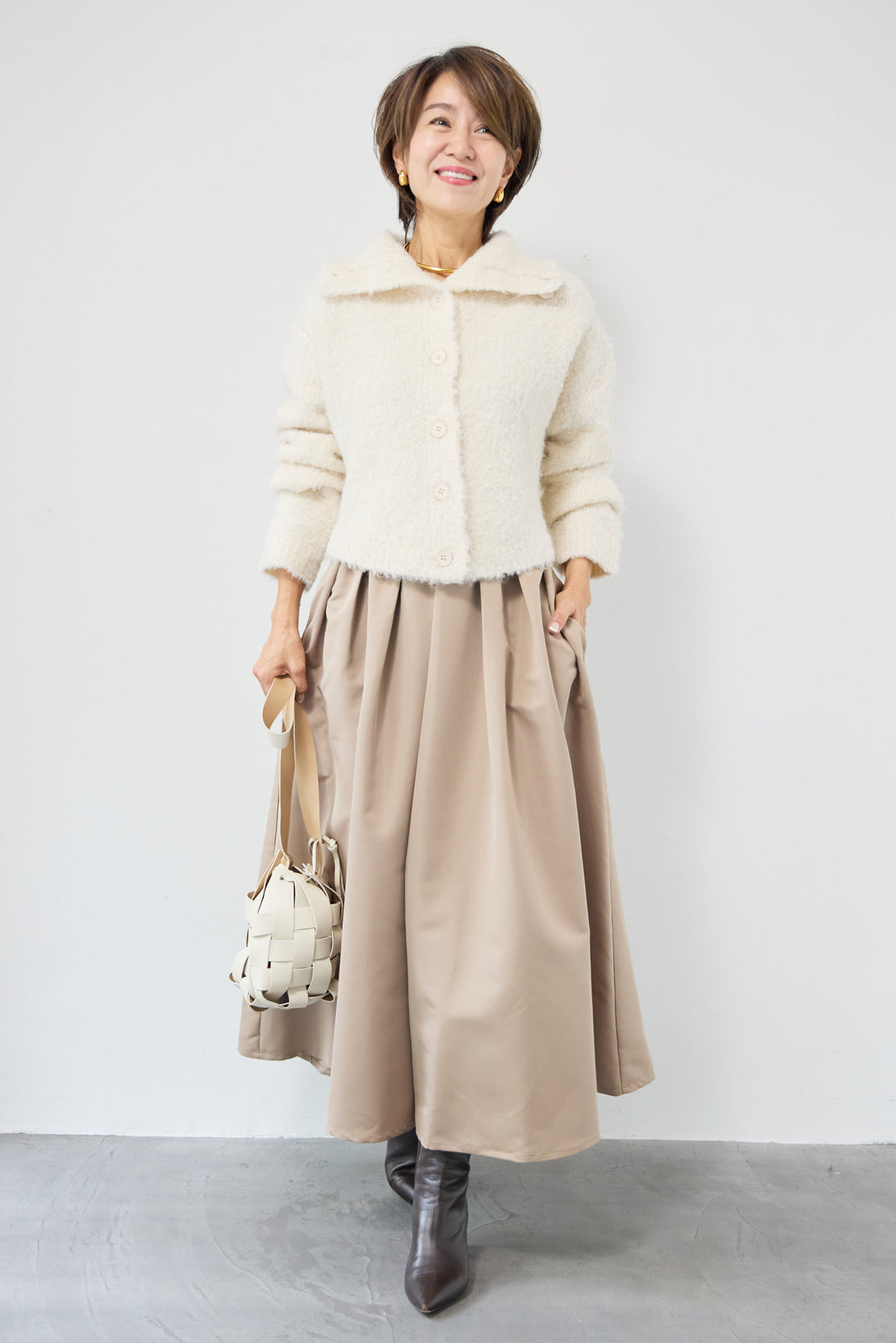 【ジャパンメイド】ライトグログランボリュームスカート