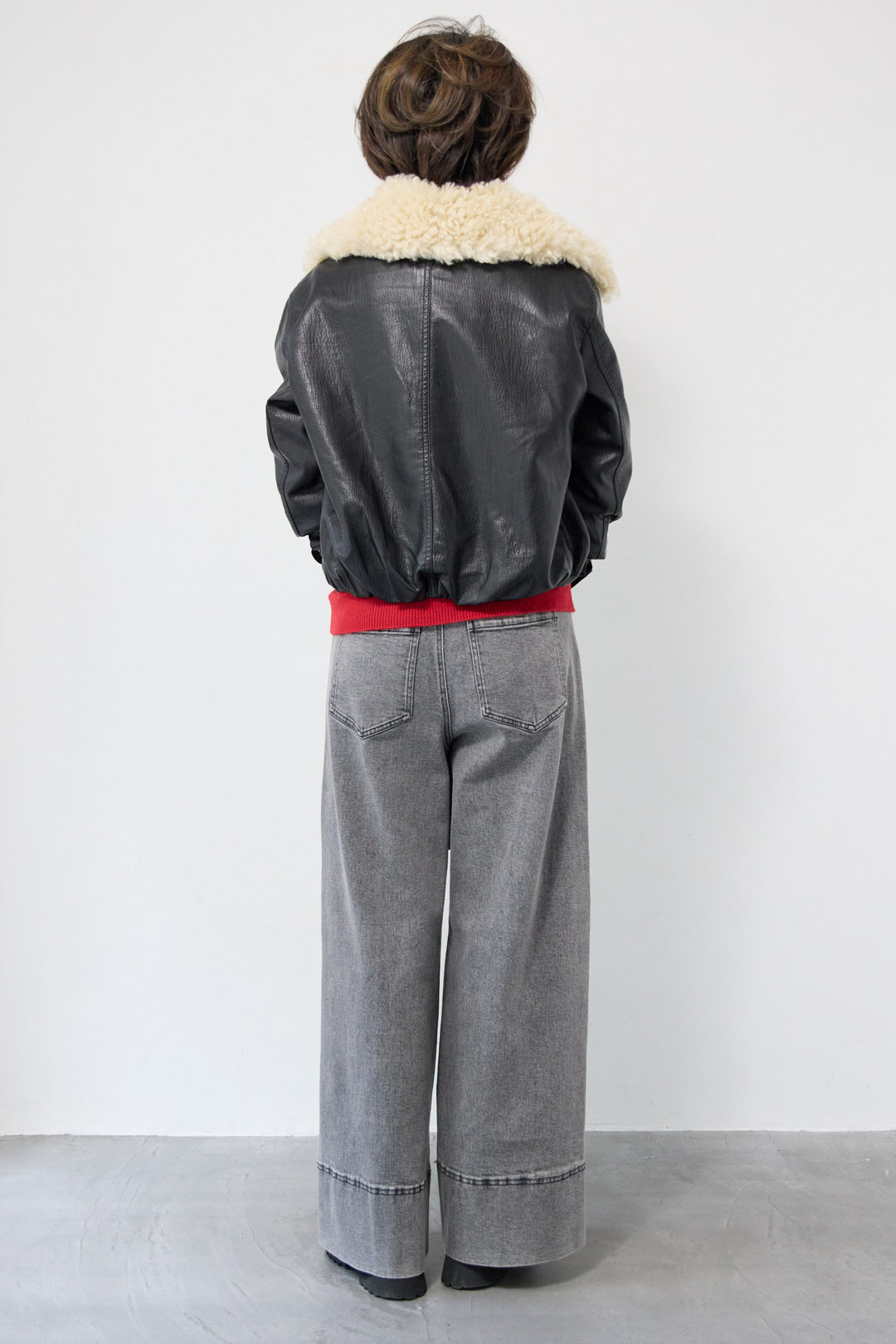 フェイクムートンカラーレザーブルゾン