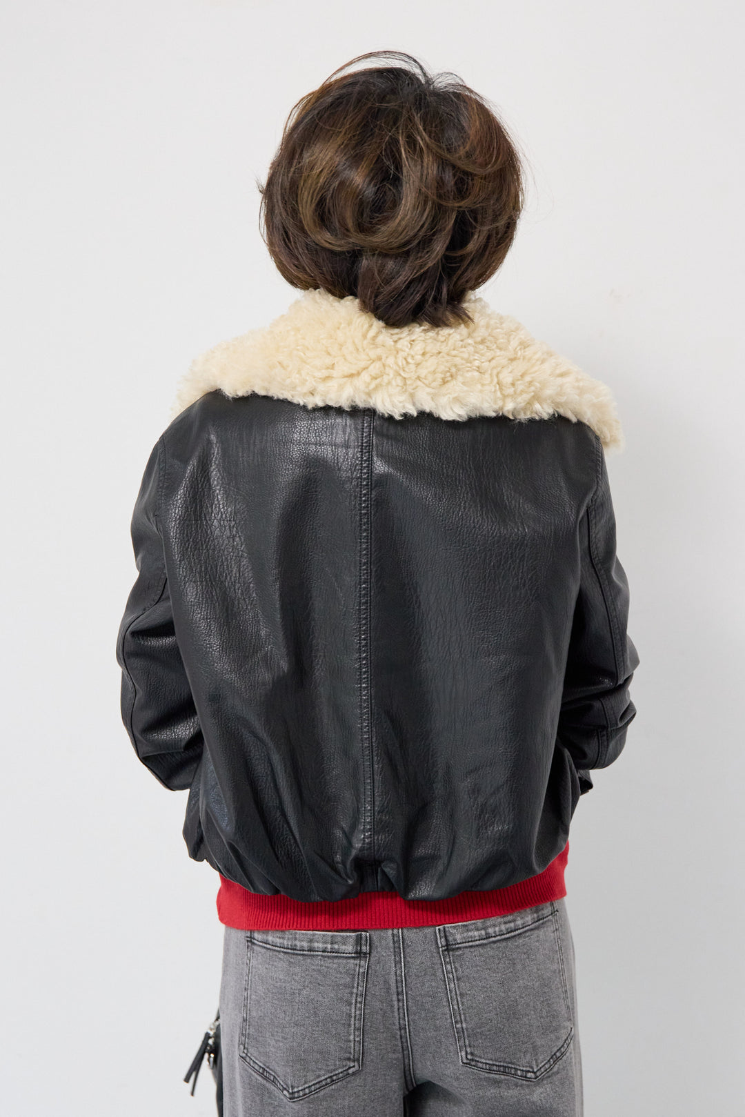 フェイクムートンカラーレザーブルゾン