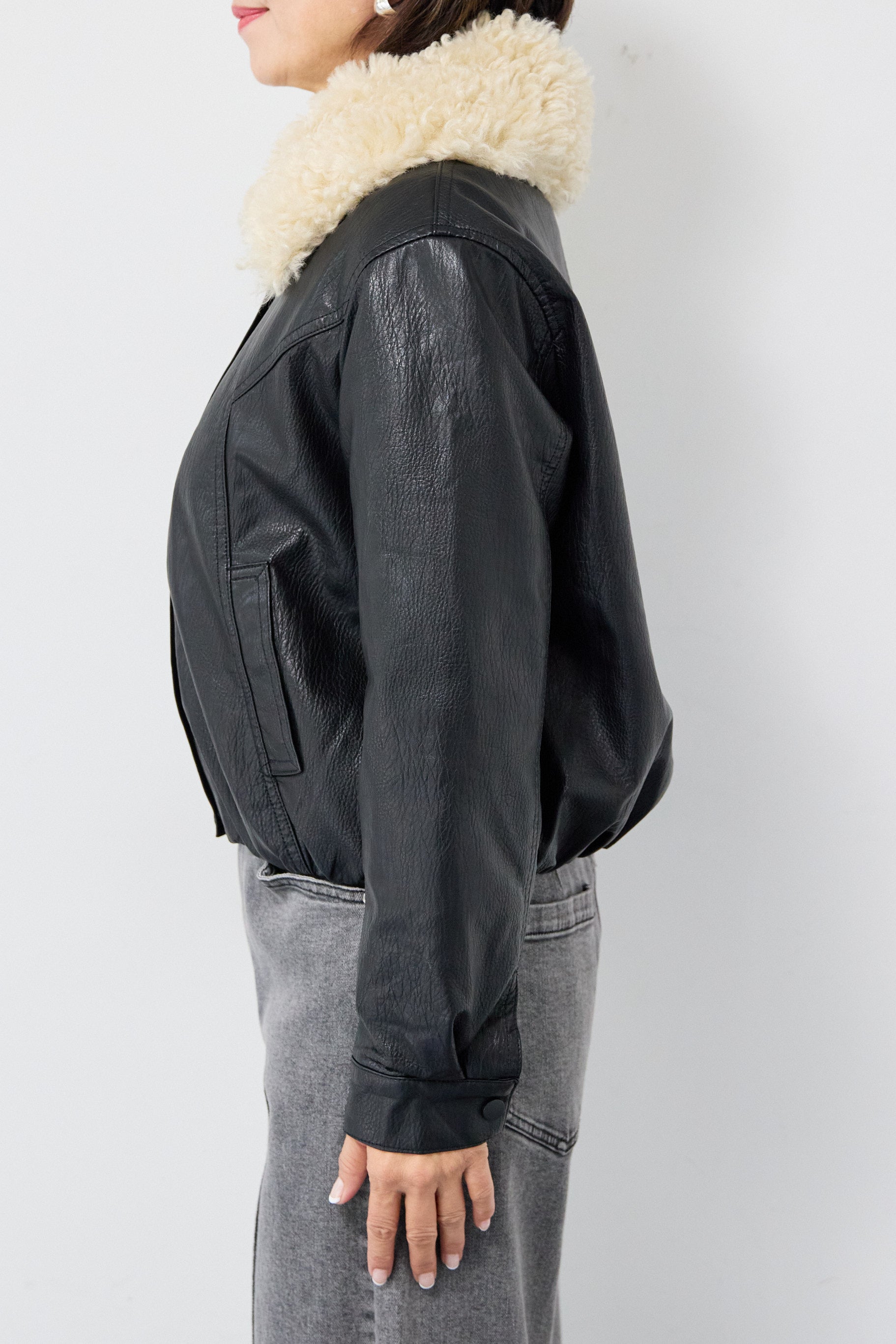 正月 Boo セール】《ボア切替×ビッグカラー》レディース フェイクムートン