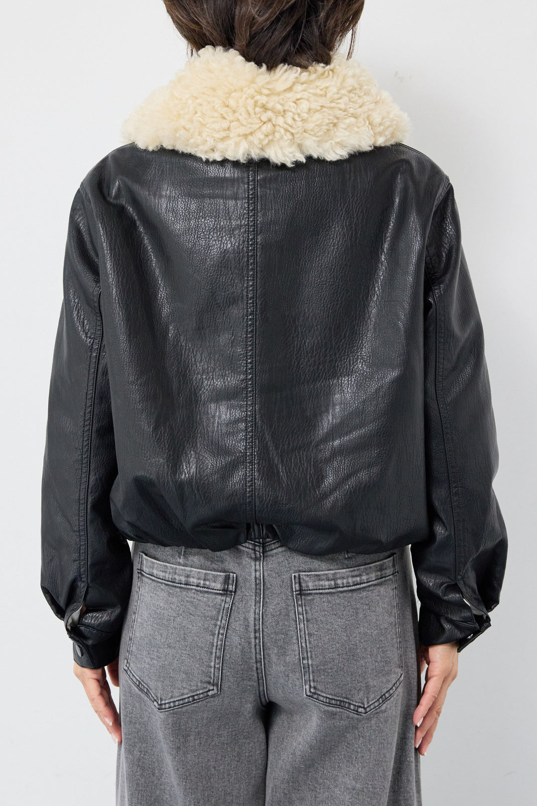 フェイクムートンカラーレザーブルゾン