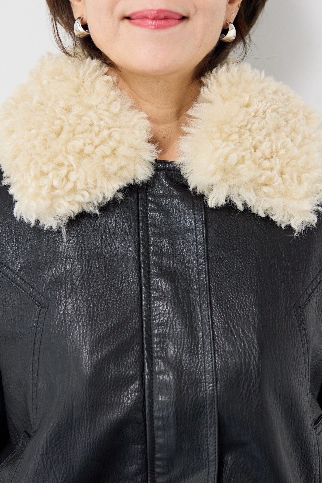 フェイクムートンカラーレザーブルゾン