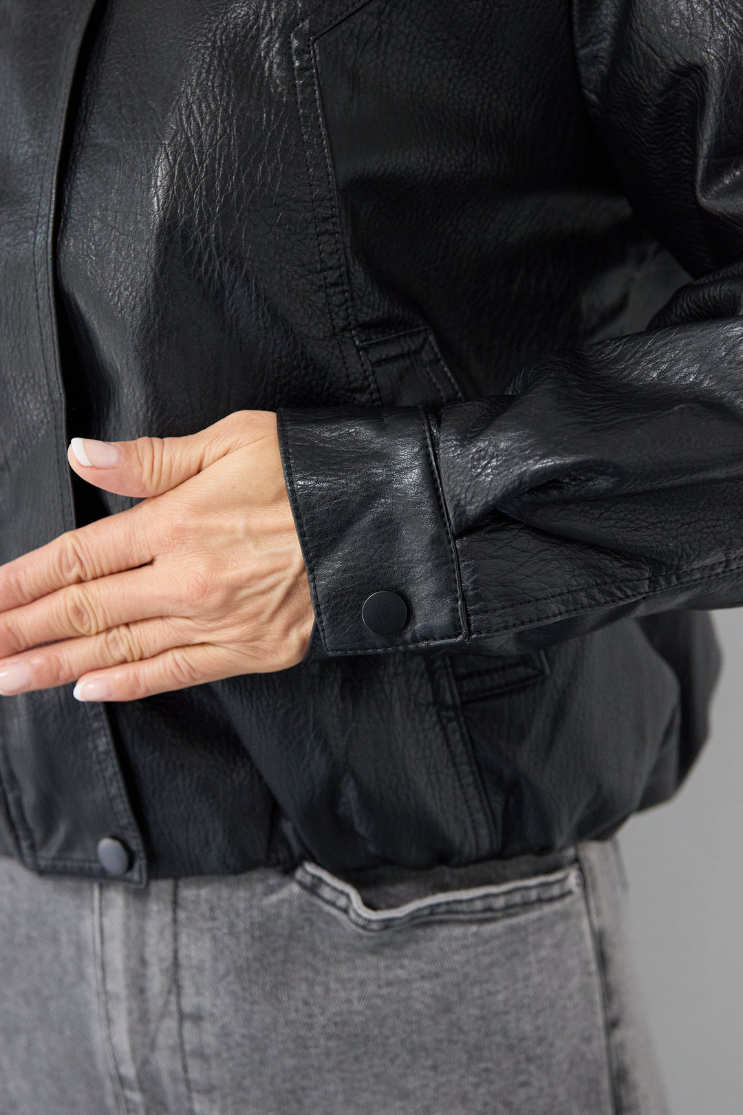 フェイクムートンカラーレザーブルゾン