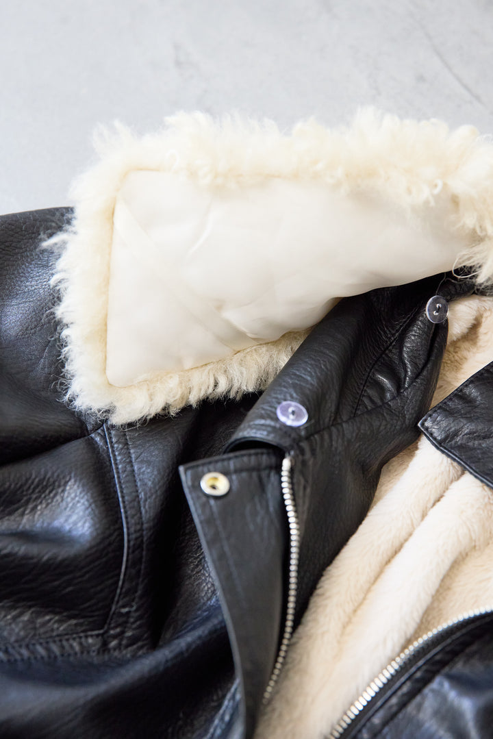 フェイクムートンカラーレザーブルゾン