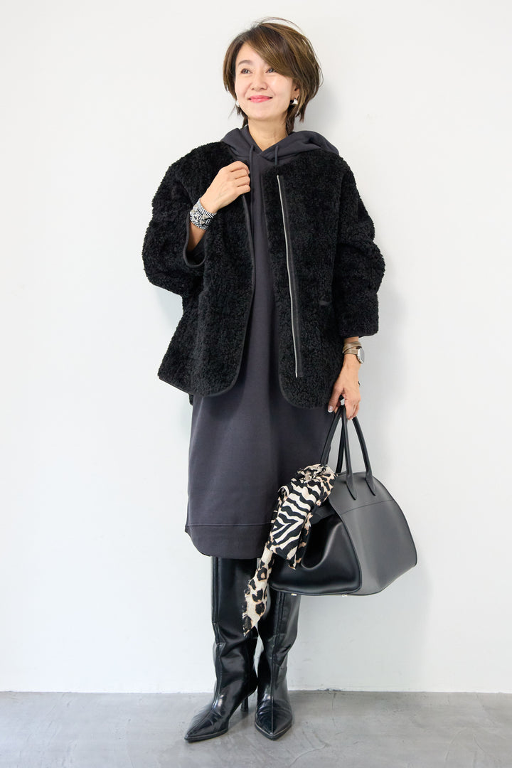 裏起毛サイドスリットスウェットワンピース