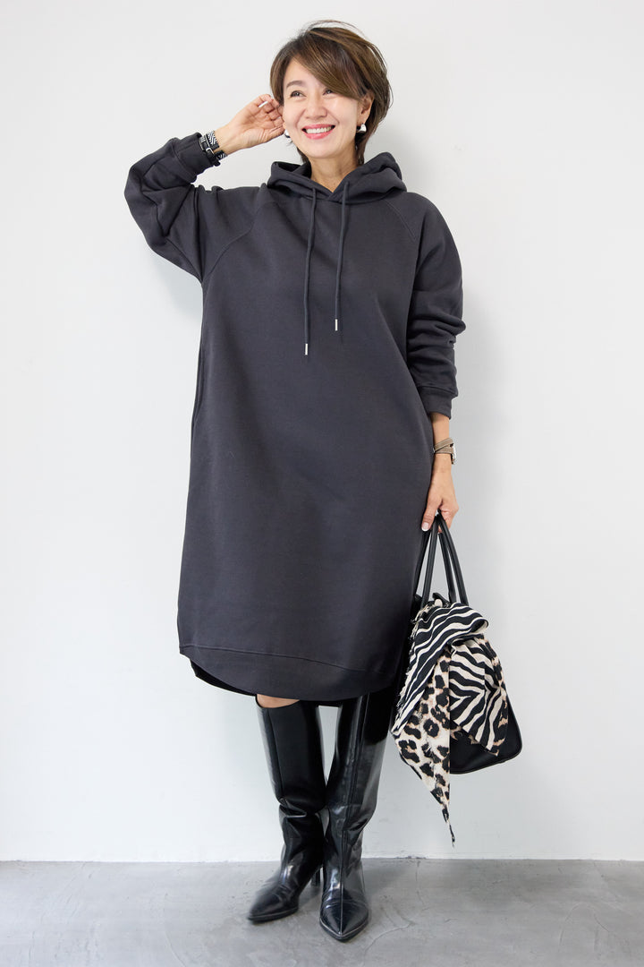 裏起毛サイドスリットスウェットワンピース