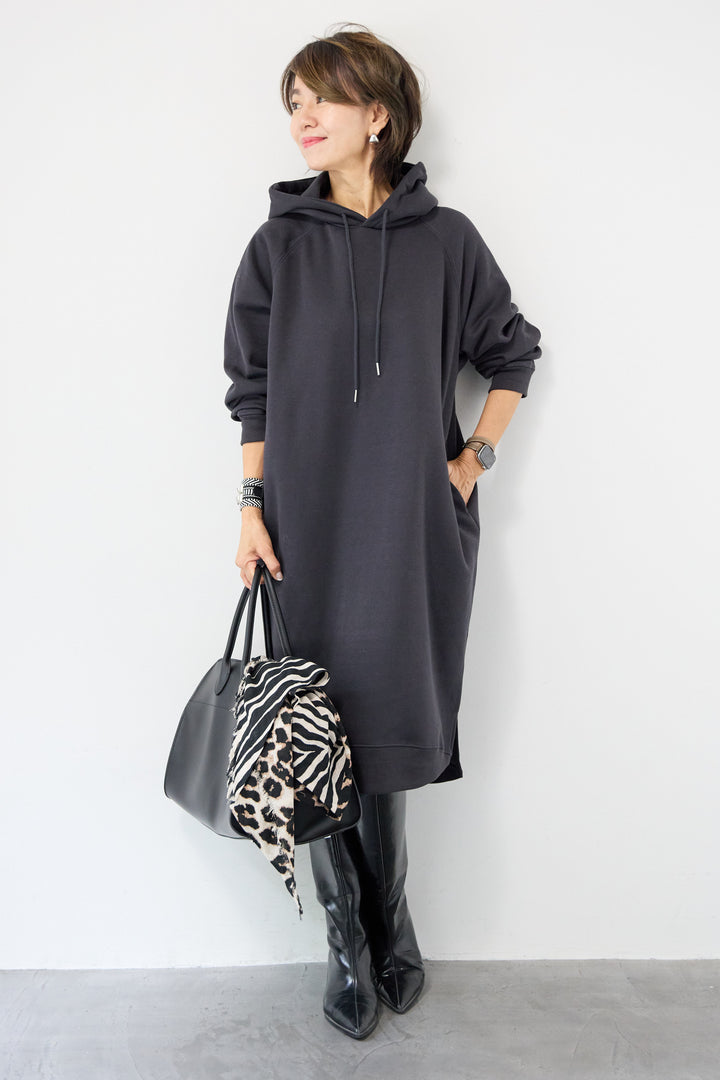 裏起毛サイドスリットスウェットワンピース