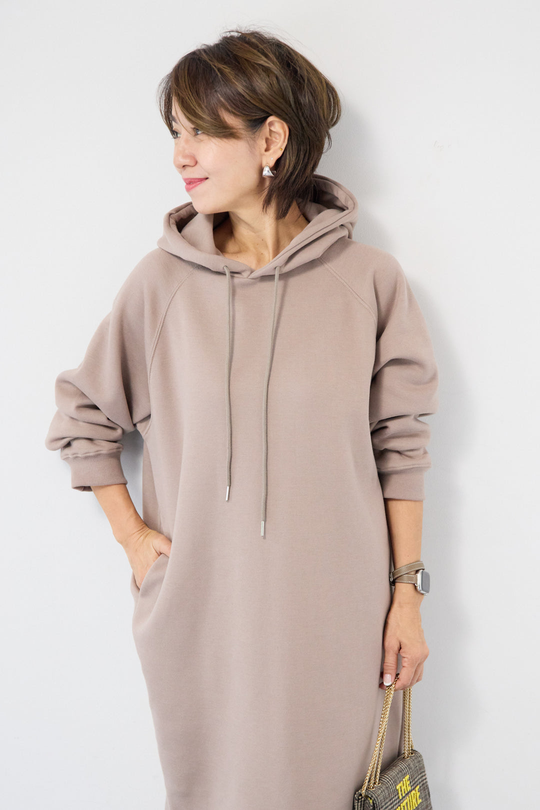 裏起毛サイドスリットスウェットワンピース