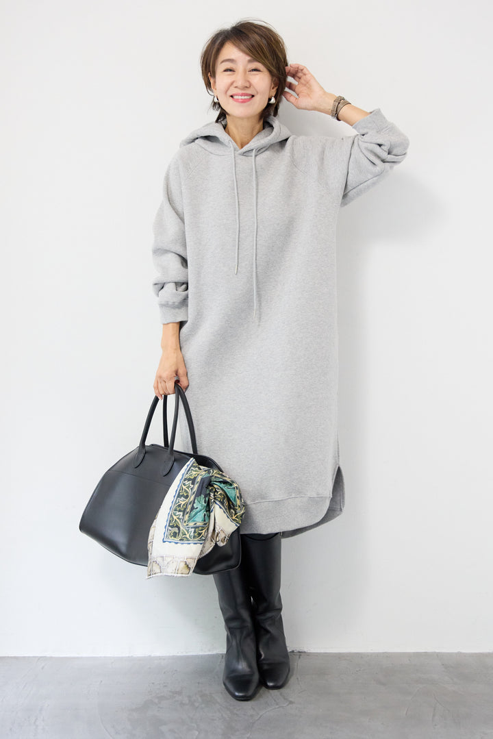 裏起毛サイドスリットスウェットワンピース