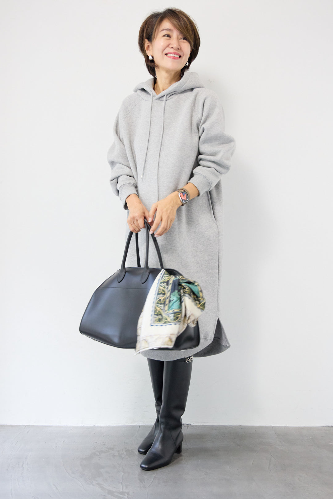 裏起毛サイドスリットスウェットワンピース