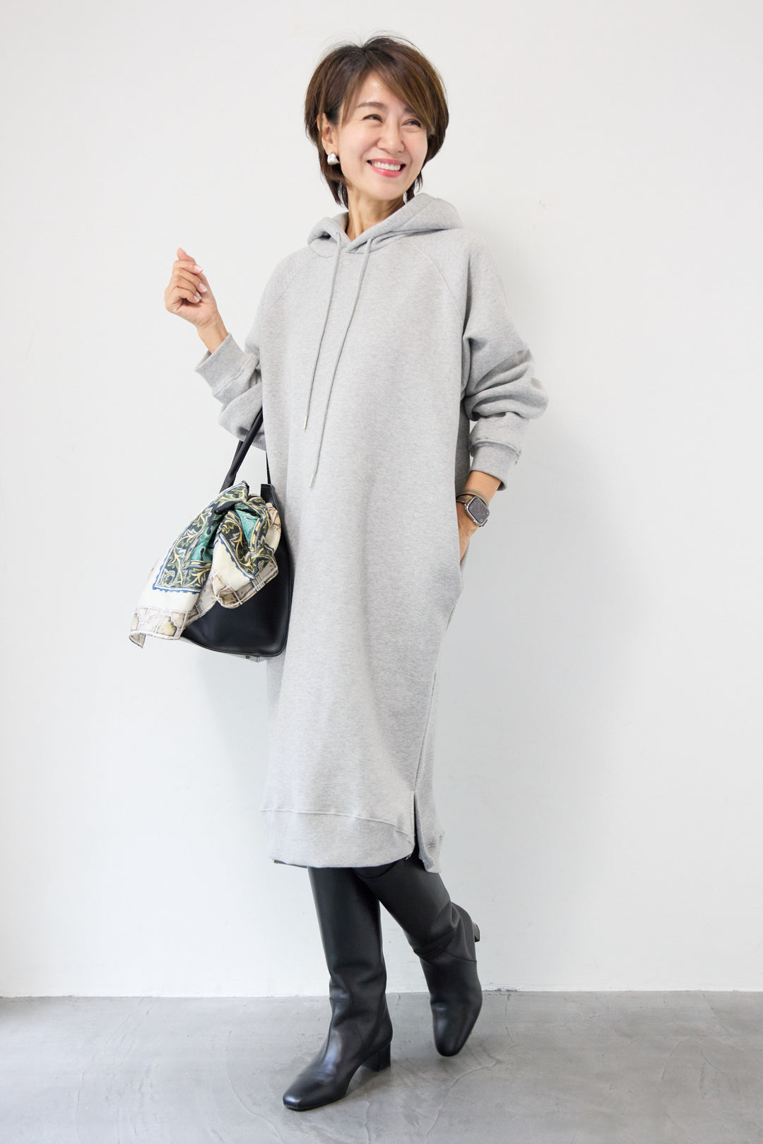 裏起毛サイドスリットスウェットワンピース