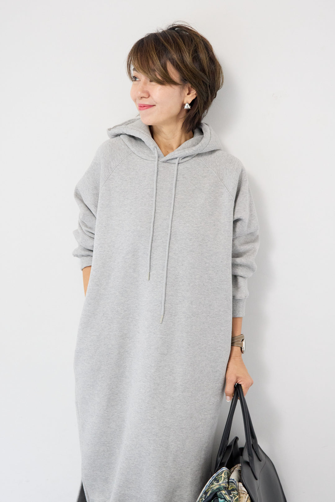 裏起毛サイドスリットスウェットワンピース