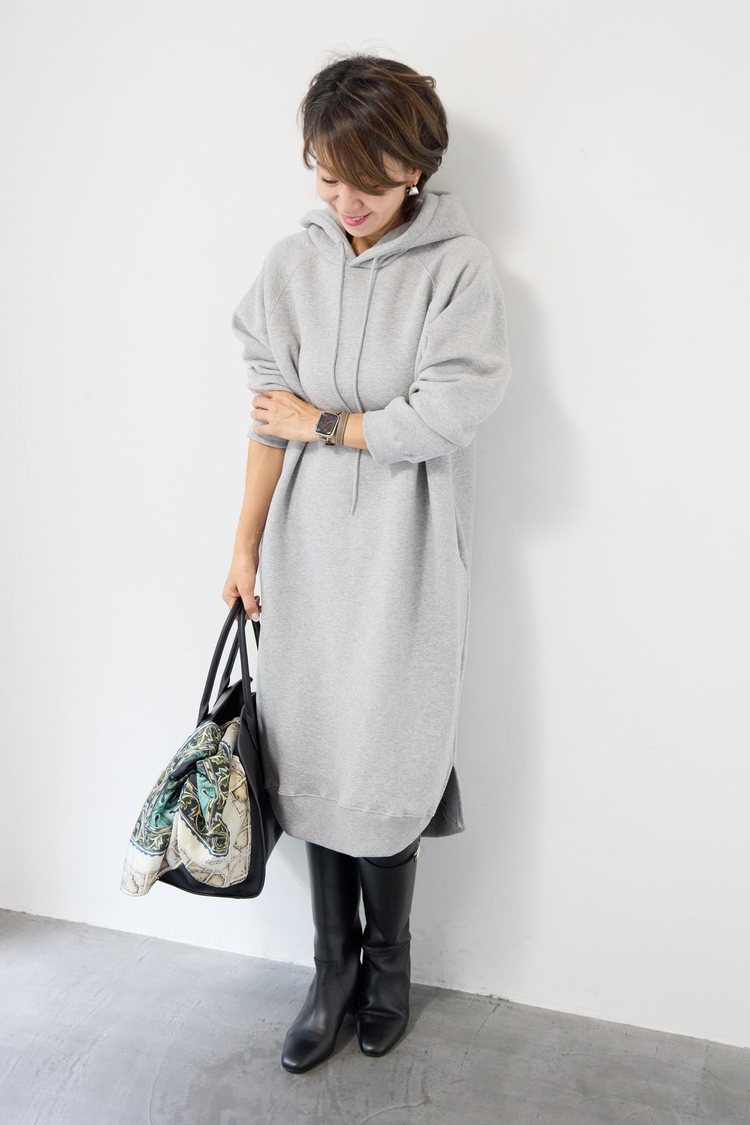 裏起毛サイドスリットスウェットワンピース