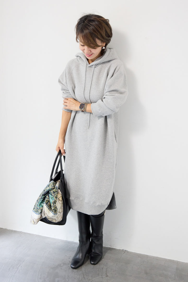 裏起毛サイドスリットスウェットワンピース