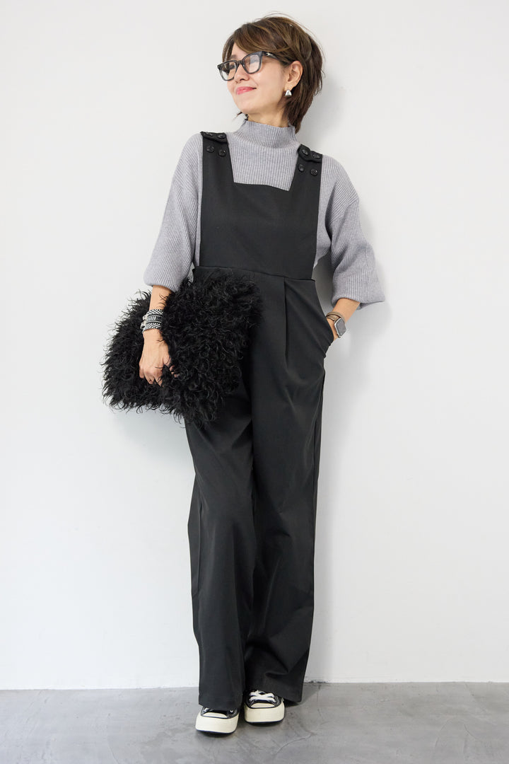 ハイウエストモードツイルサロペット