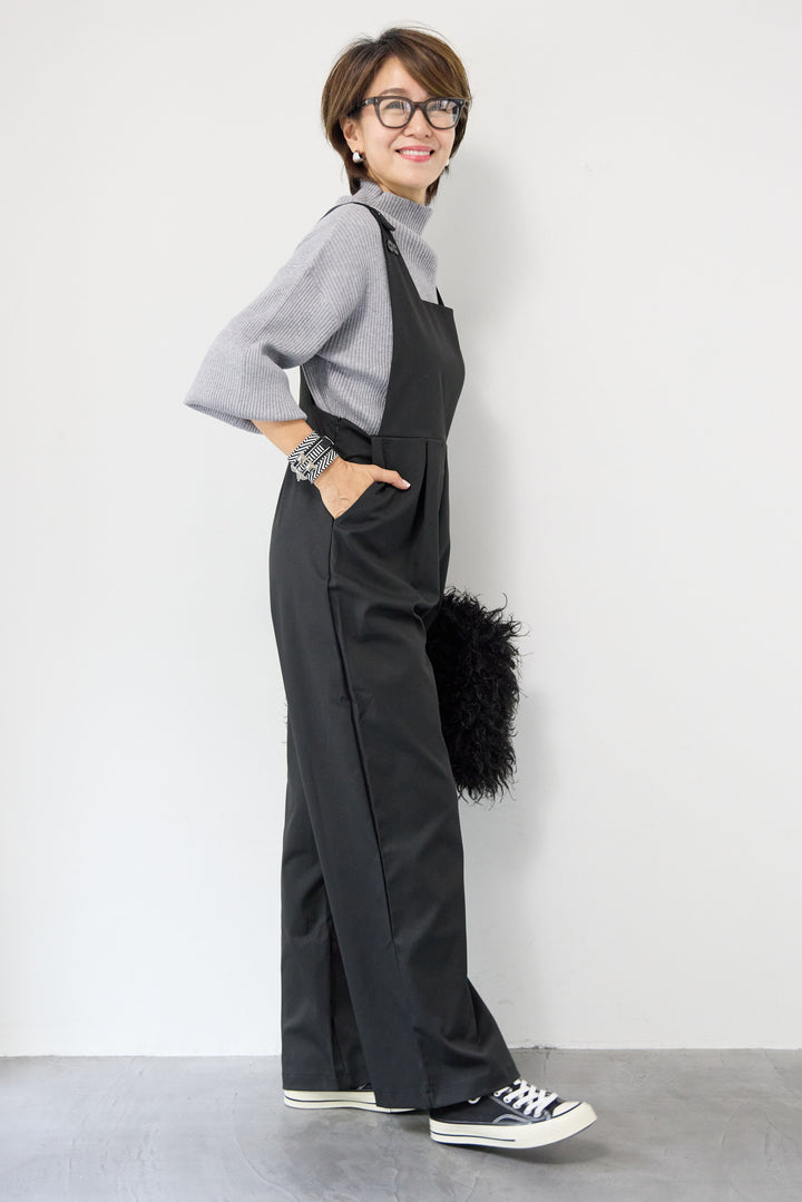 ハイウエストモードツイルサロペット