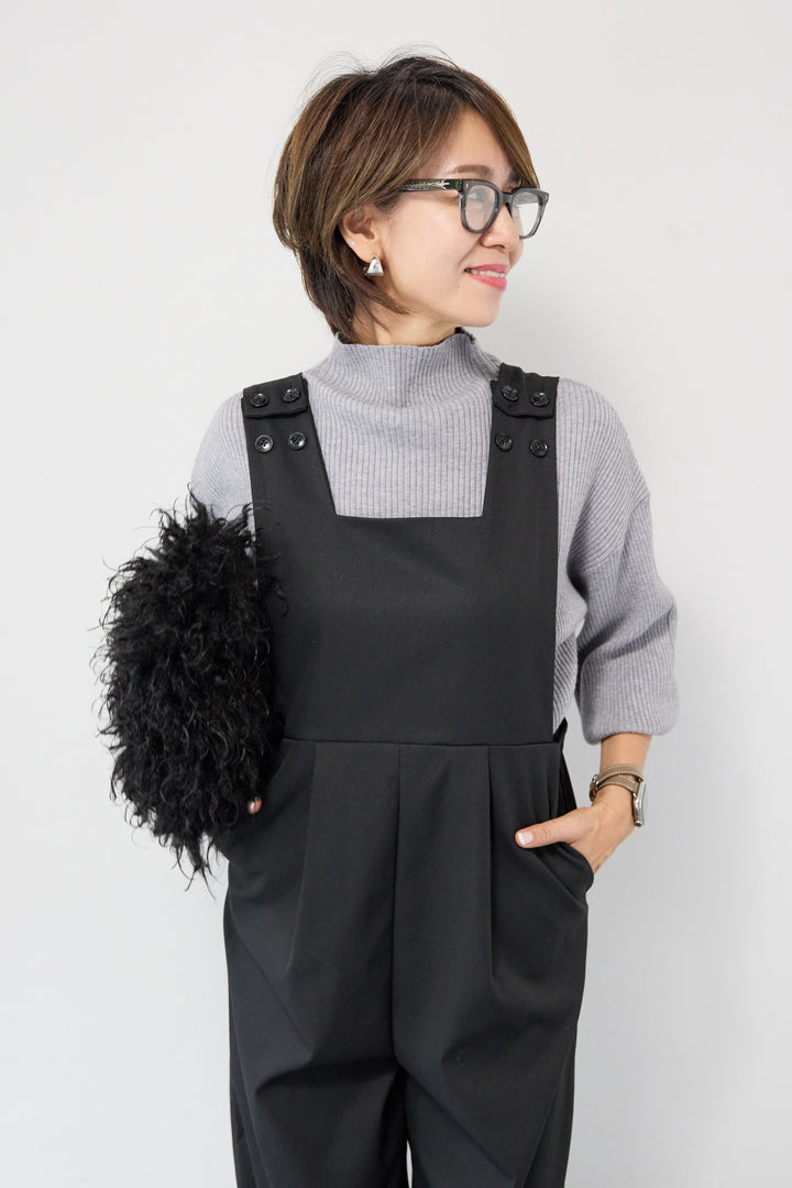 ハイウエストモードツイルサロペット