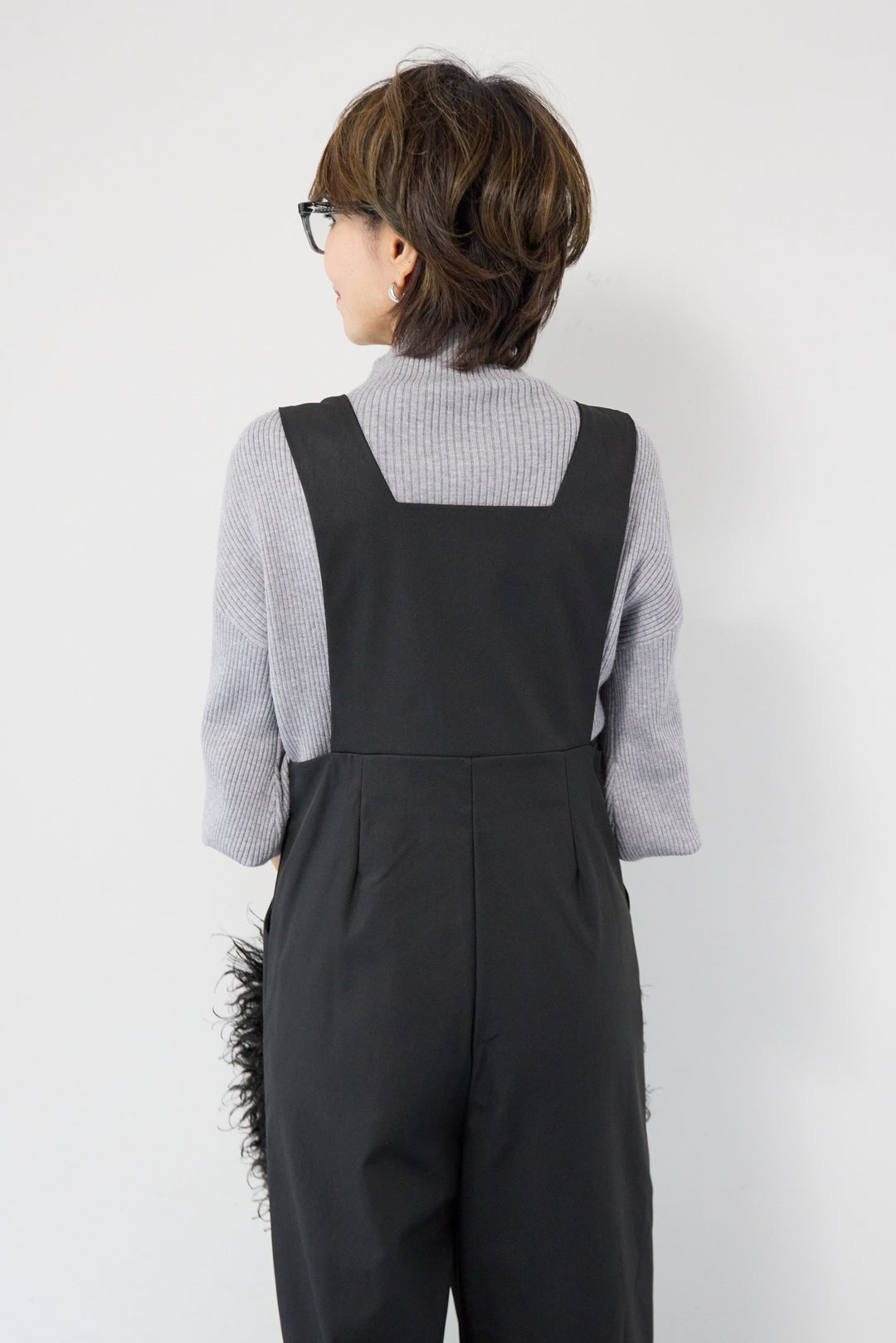 ハイウエストモードツイルサロペット