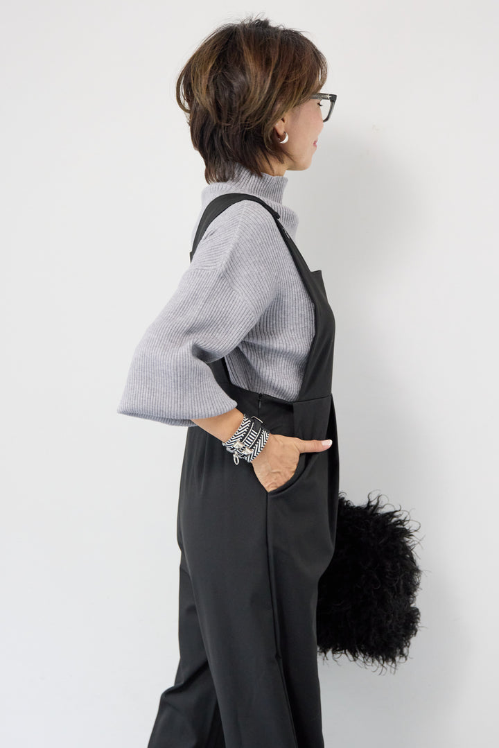 ハイウエストモードツイルサロペット