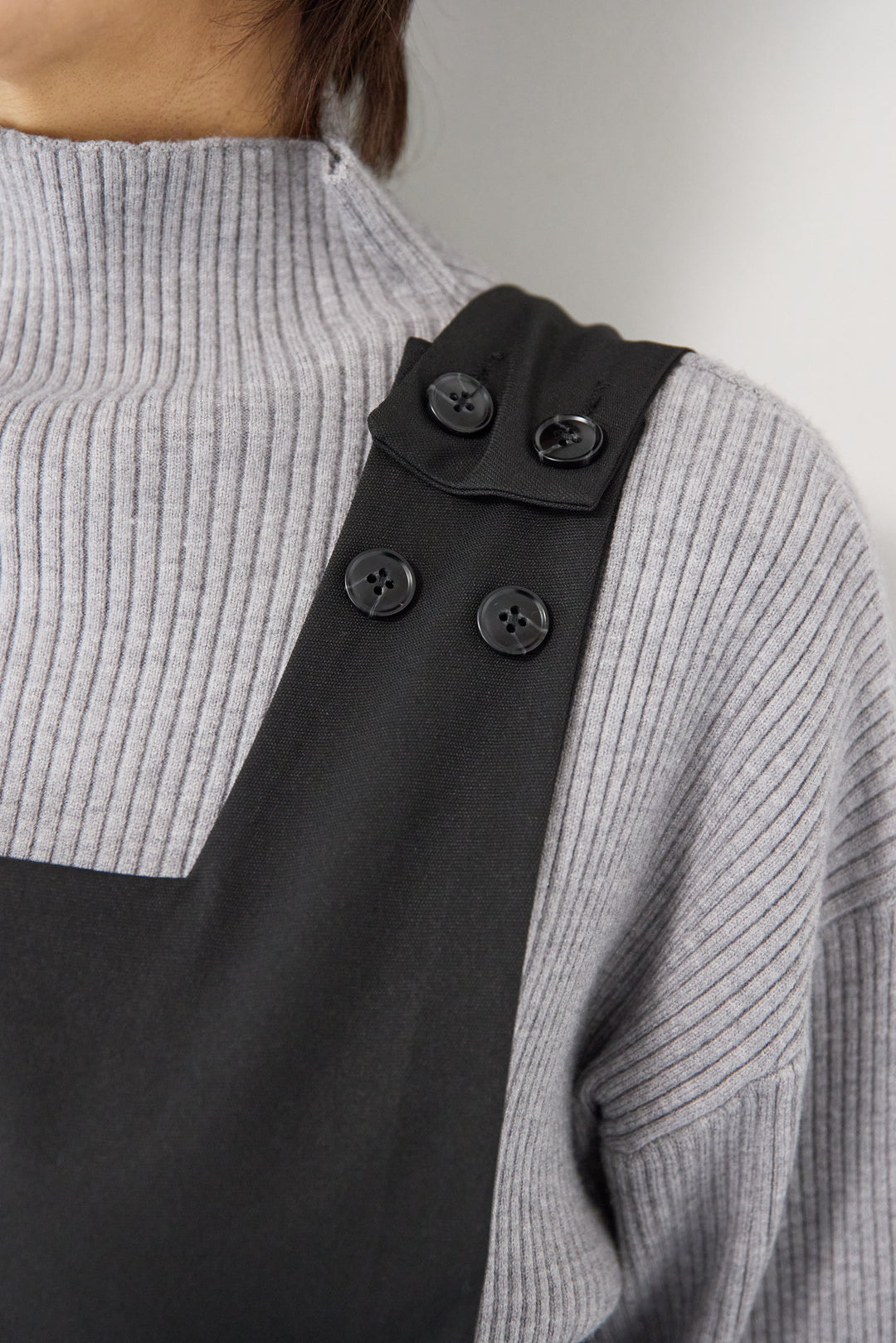 ハイウエストモードツイルサロペット