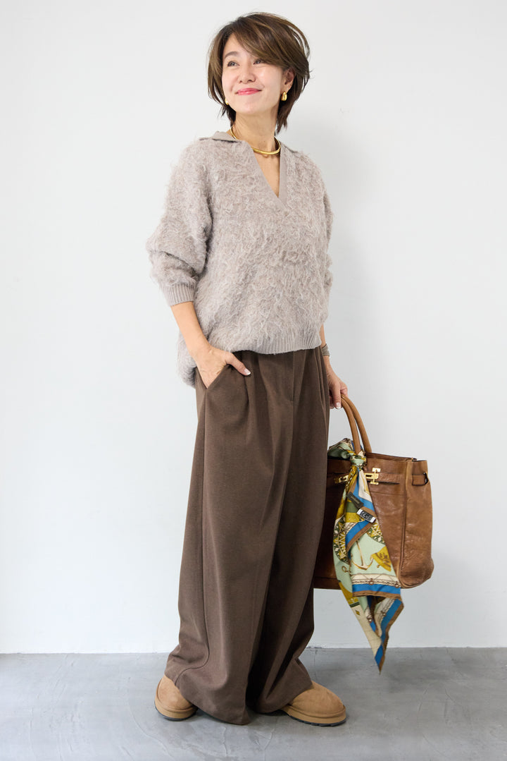 起毛シャギーポロニット