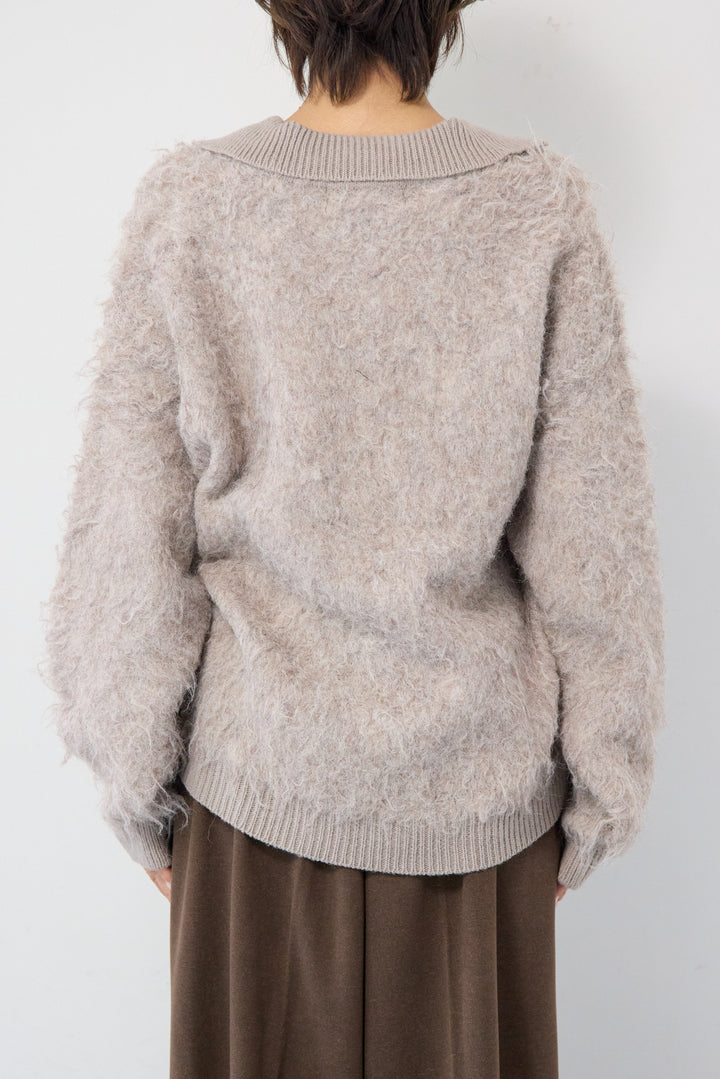 起毛シャギーポロニット