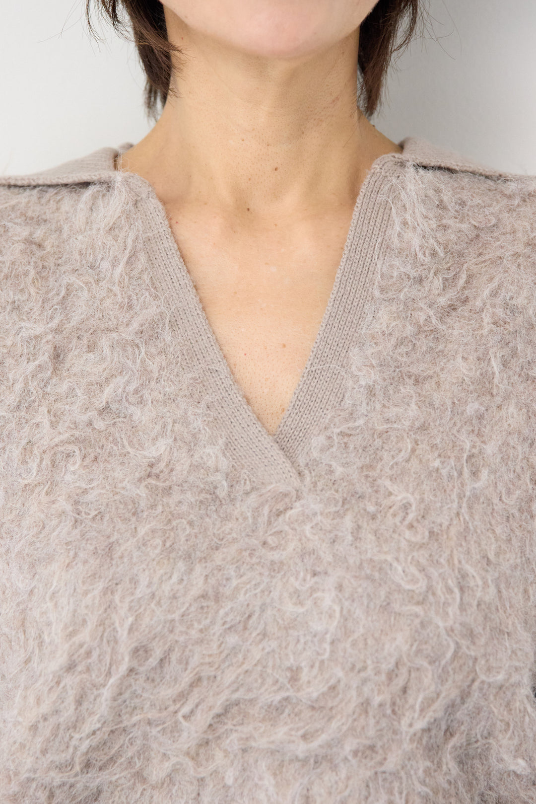 起毛シャギーポロニット