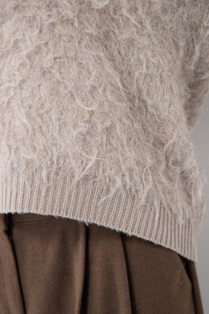 起毛シャギーポロニット