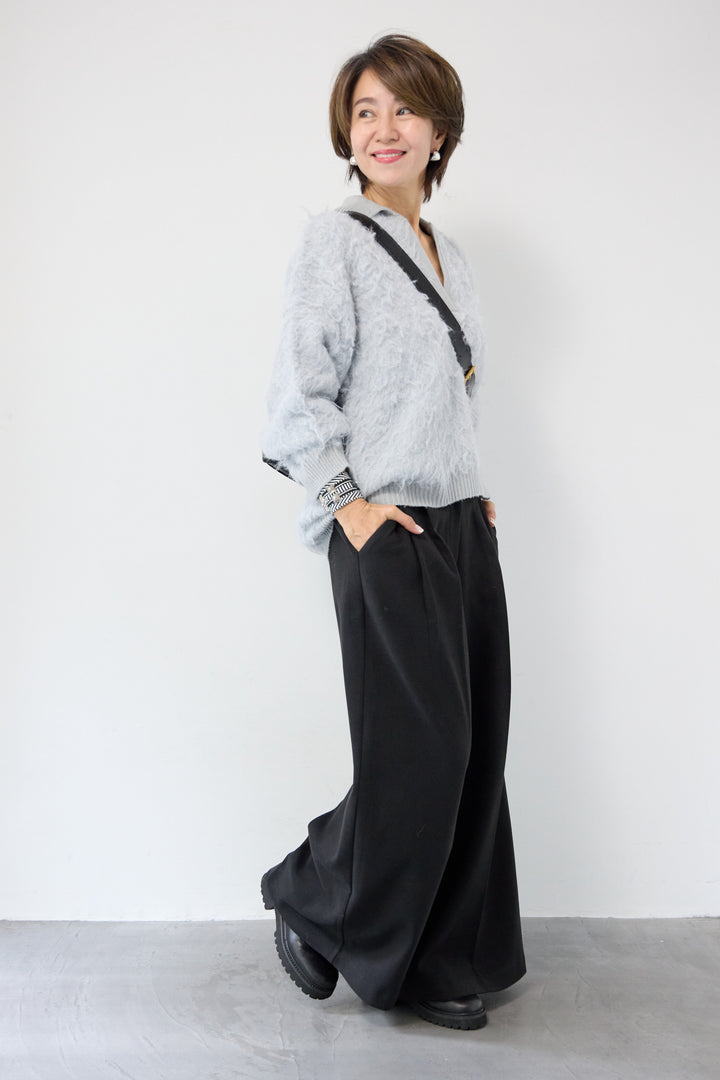 起毛シャギーポロニット